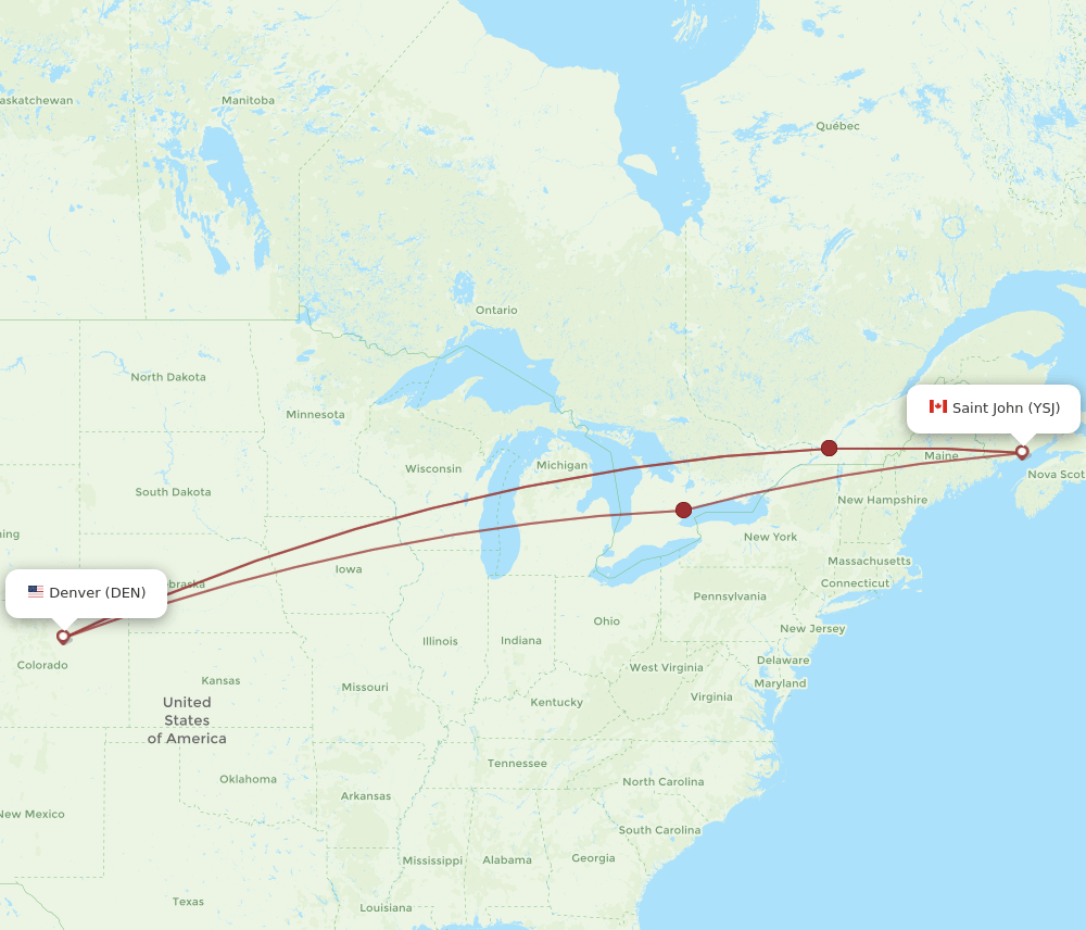 DEN-YSJ flight routes
