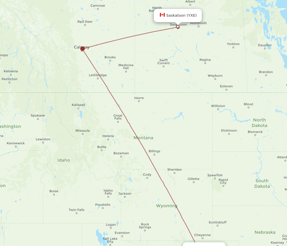 DEN-YXE flight routes