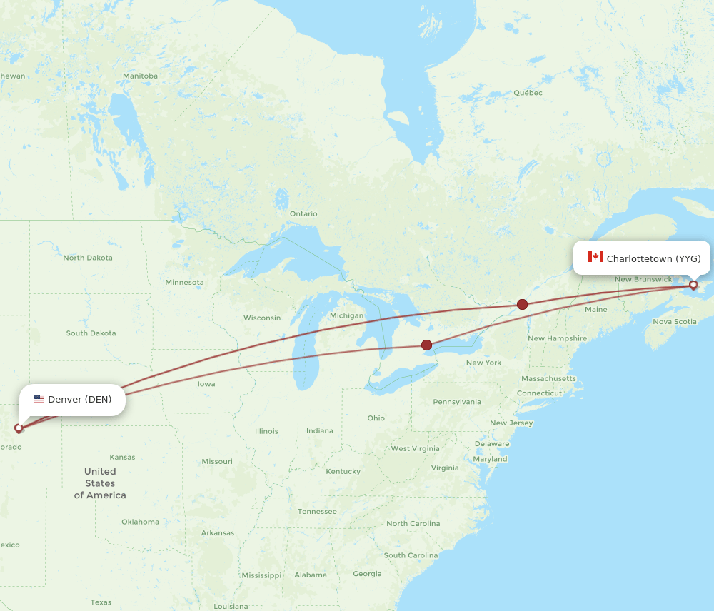 DEN-YYG flight routes