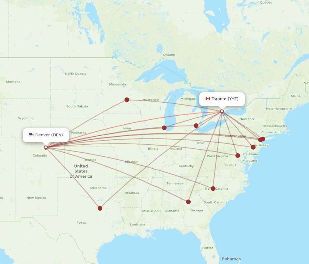 DEN-YYZ flight routes