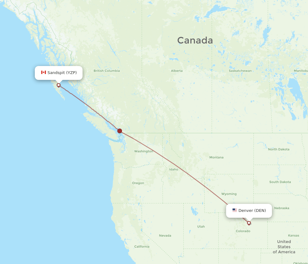 DEN-YZP flight routes