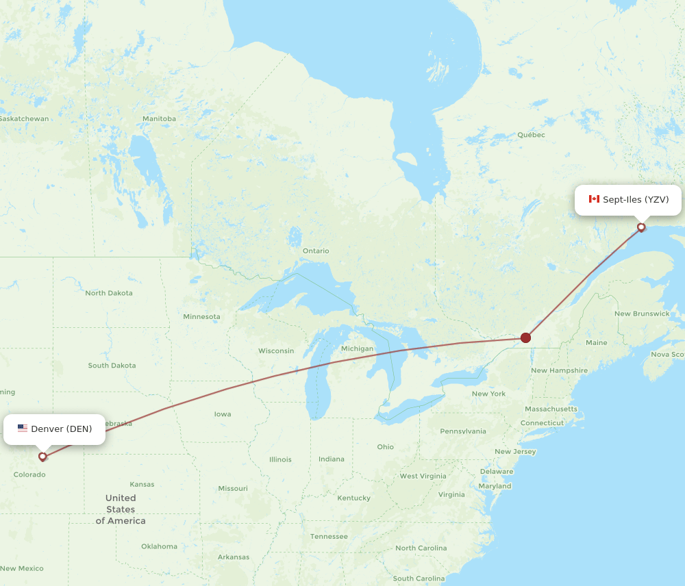 Sept-Iles - Denver route map and flight paths