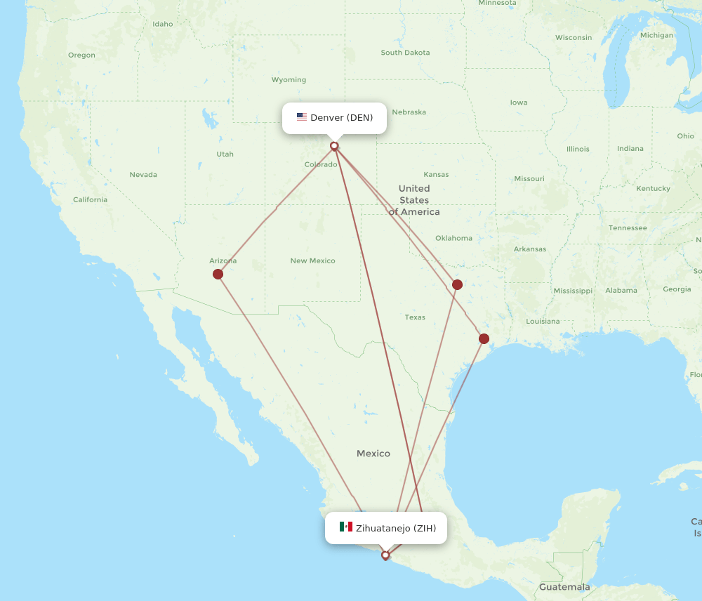 DEN-ZIH flight routes