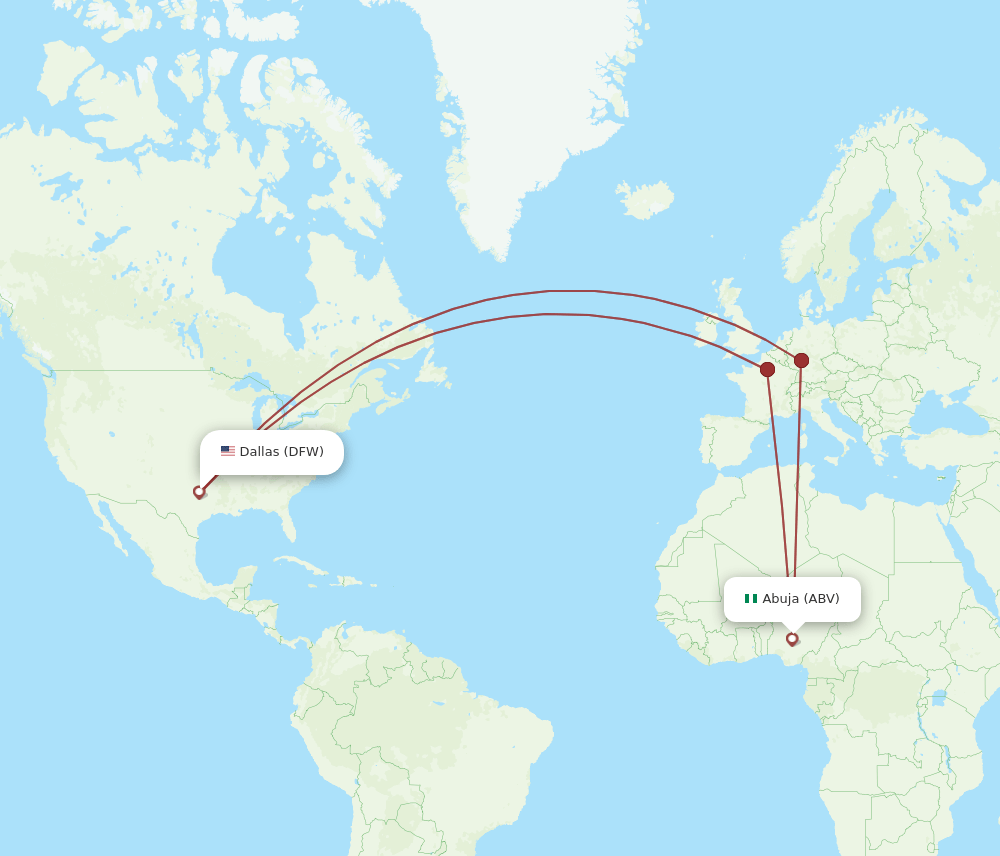 DFW-ABV flight routes