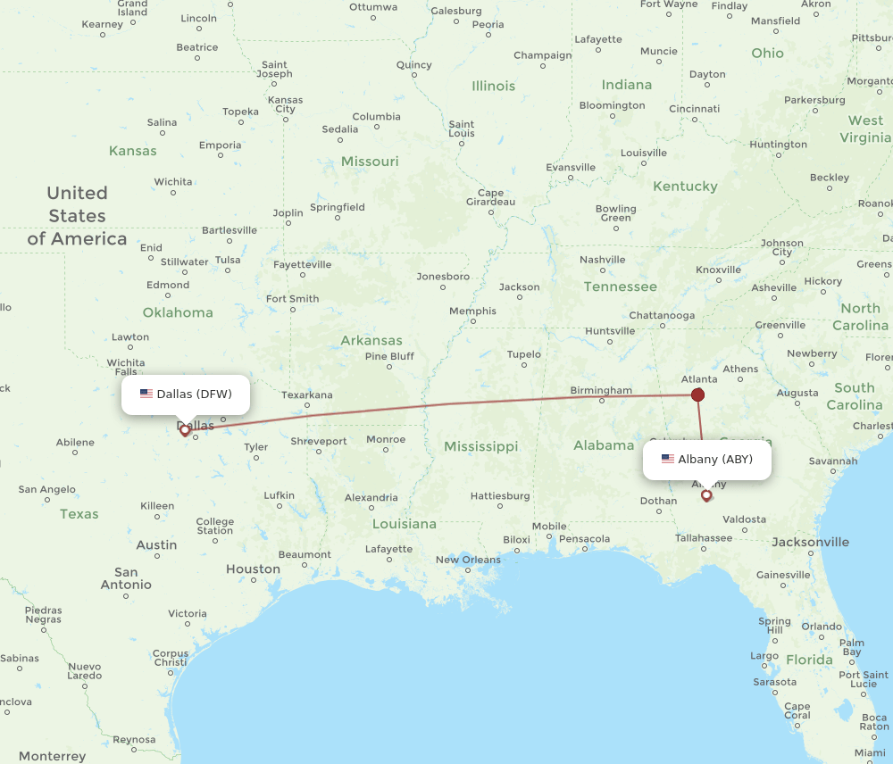 DFW-ABY flight routes