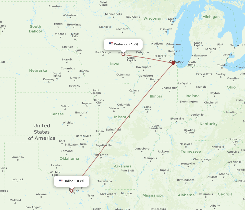 DFW-ALO flight routes