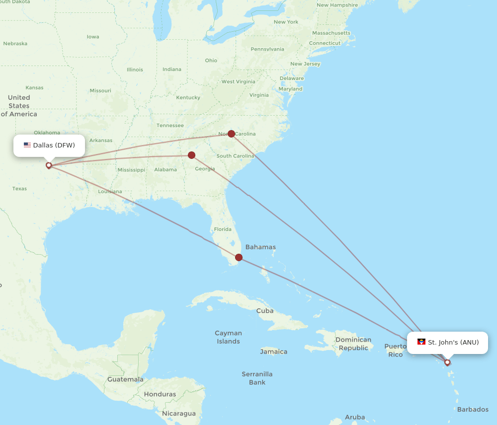 DFW-ANU flight routes