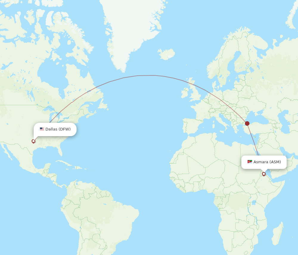 DFW-ASM flight routes
