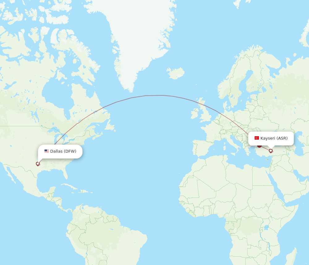 DFW-ASR flight routes