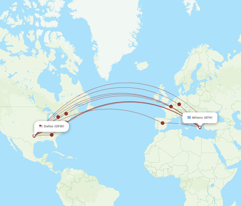 DFW-ATH flight routes