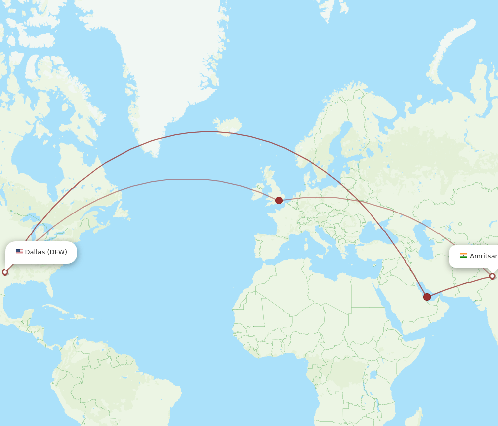 DFW-ATQ flight routes