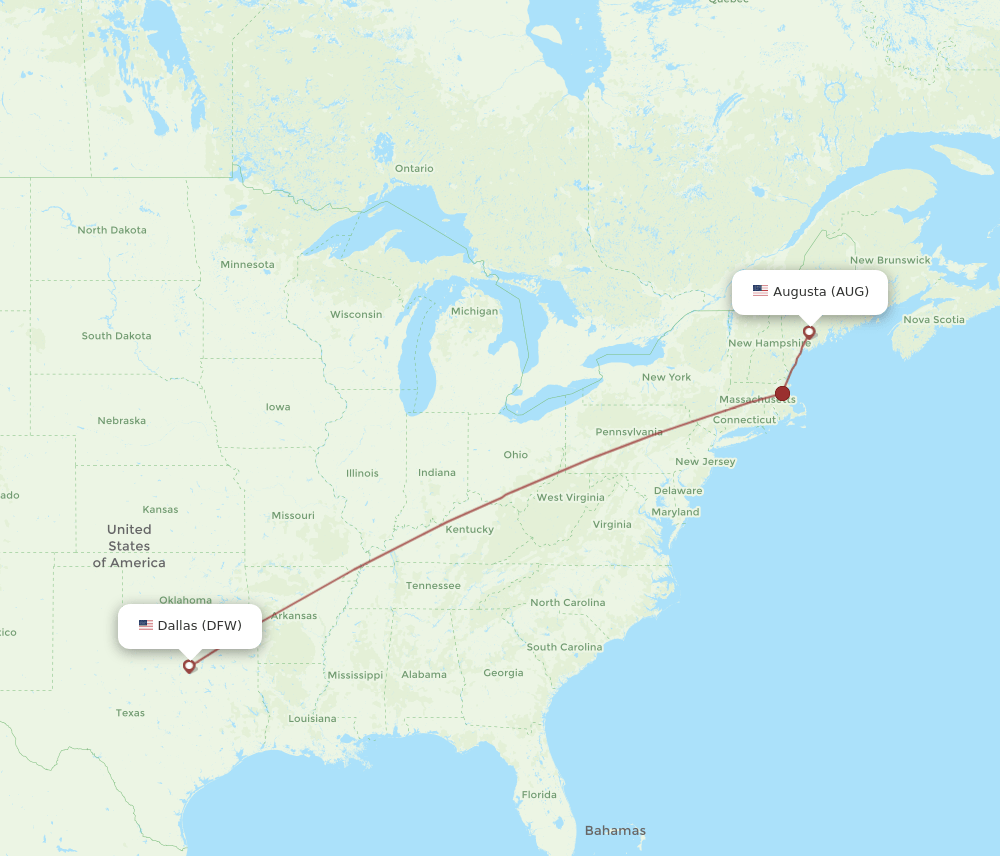 DFW-AUG flight routes