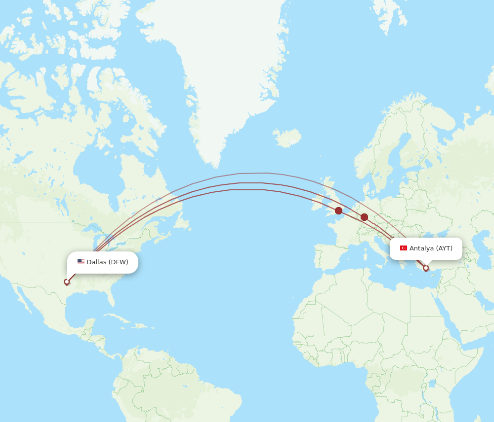 DFW-AYT flight routes