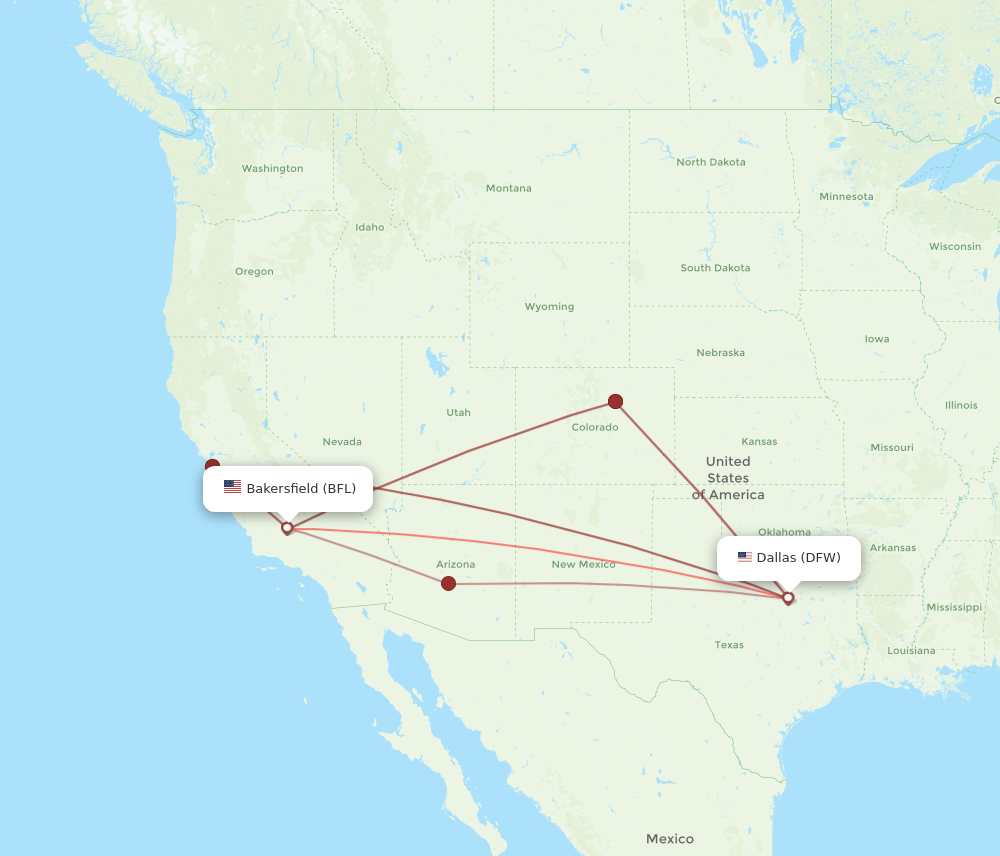 DFW-BFL flight routes