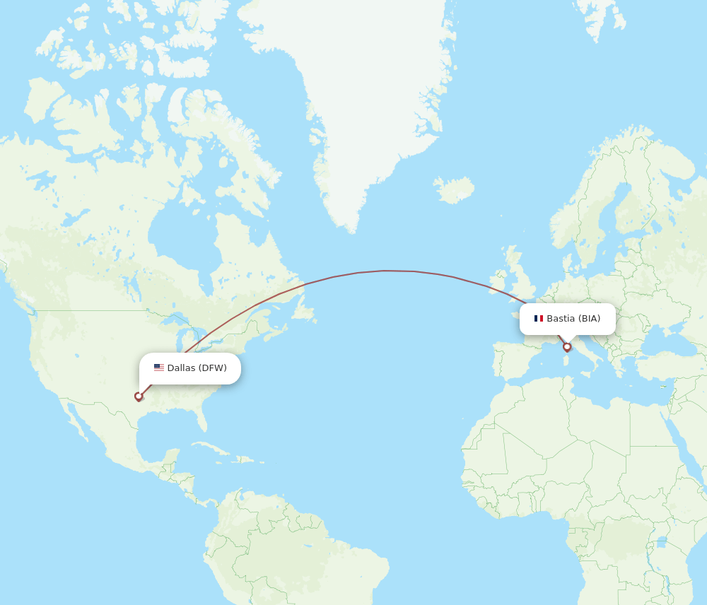 DFW to BIA flights and routes map