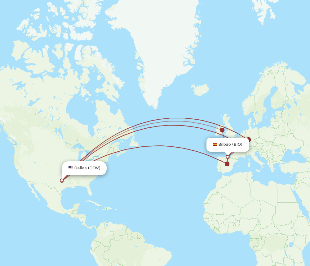 DFW-BIO flight routes