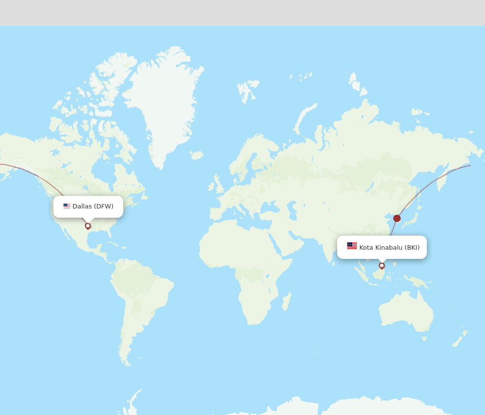 DFW-BKI flight routes