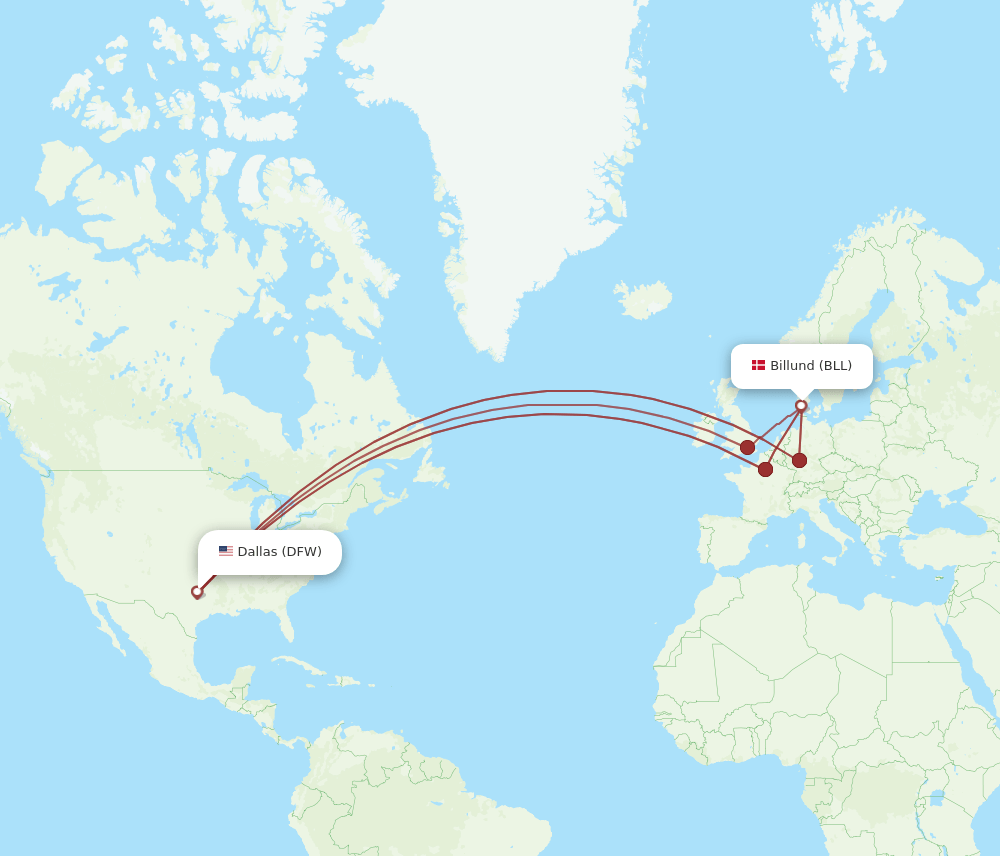 DFW-BLL flight routes