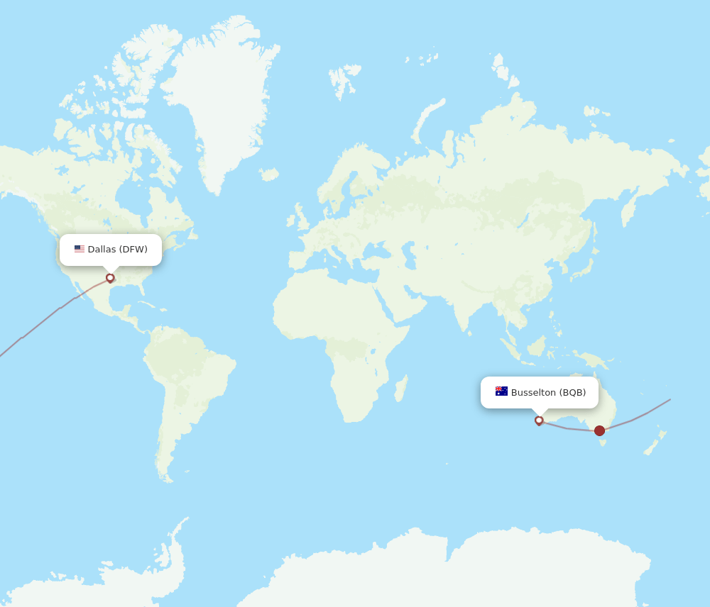 DFW to BQB flights and routes map