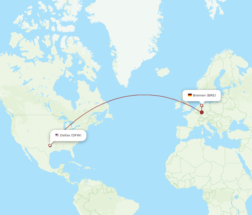 DFW-BRE flight routes