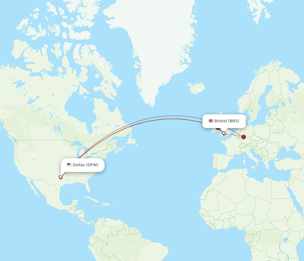 DFW to BRS flights and routes map