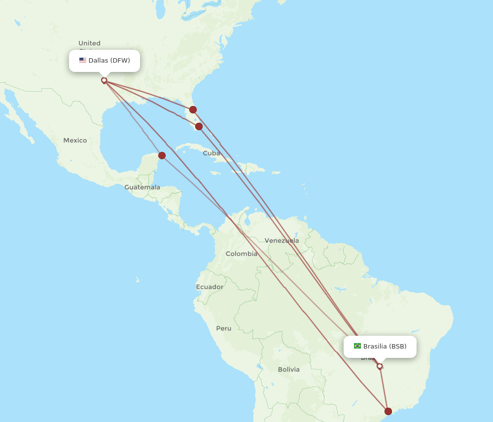 DFW-BSB flight routes