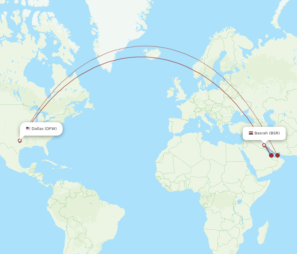 DFW-BSR flight routes