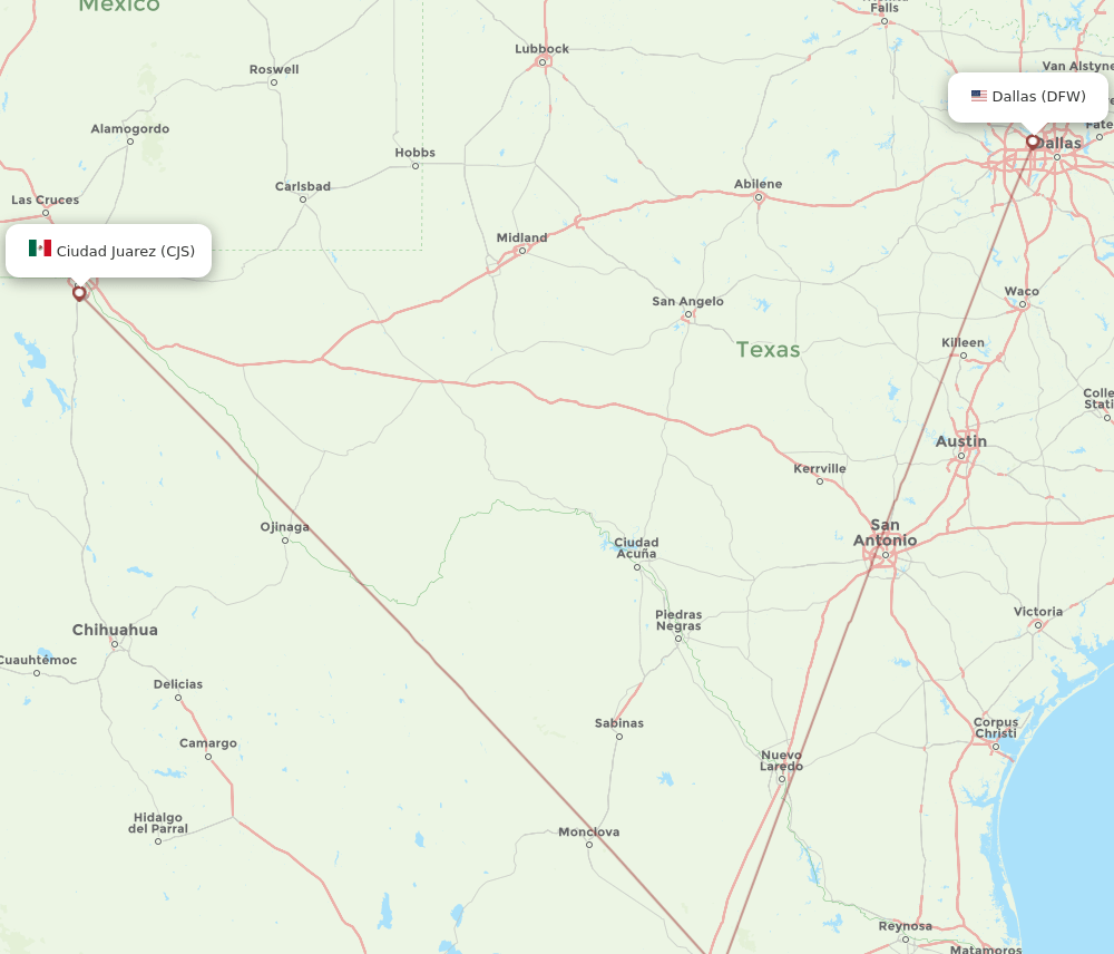 DFW-CJS flight routes