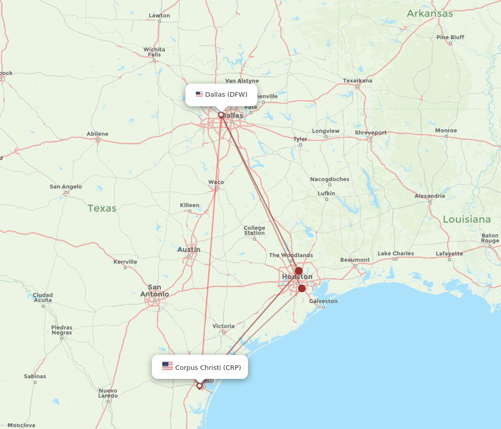 DFW-CRP flight routes