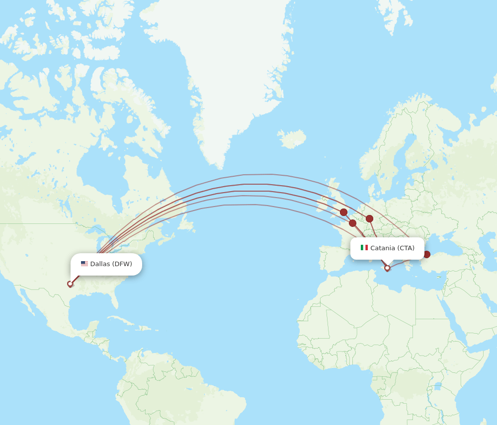 DFW-CTA flight routes