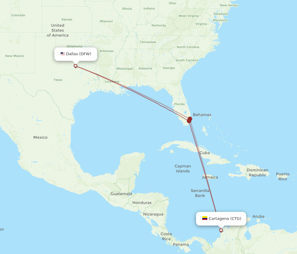 DFW-CTG flight routes