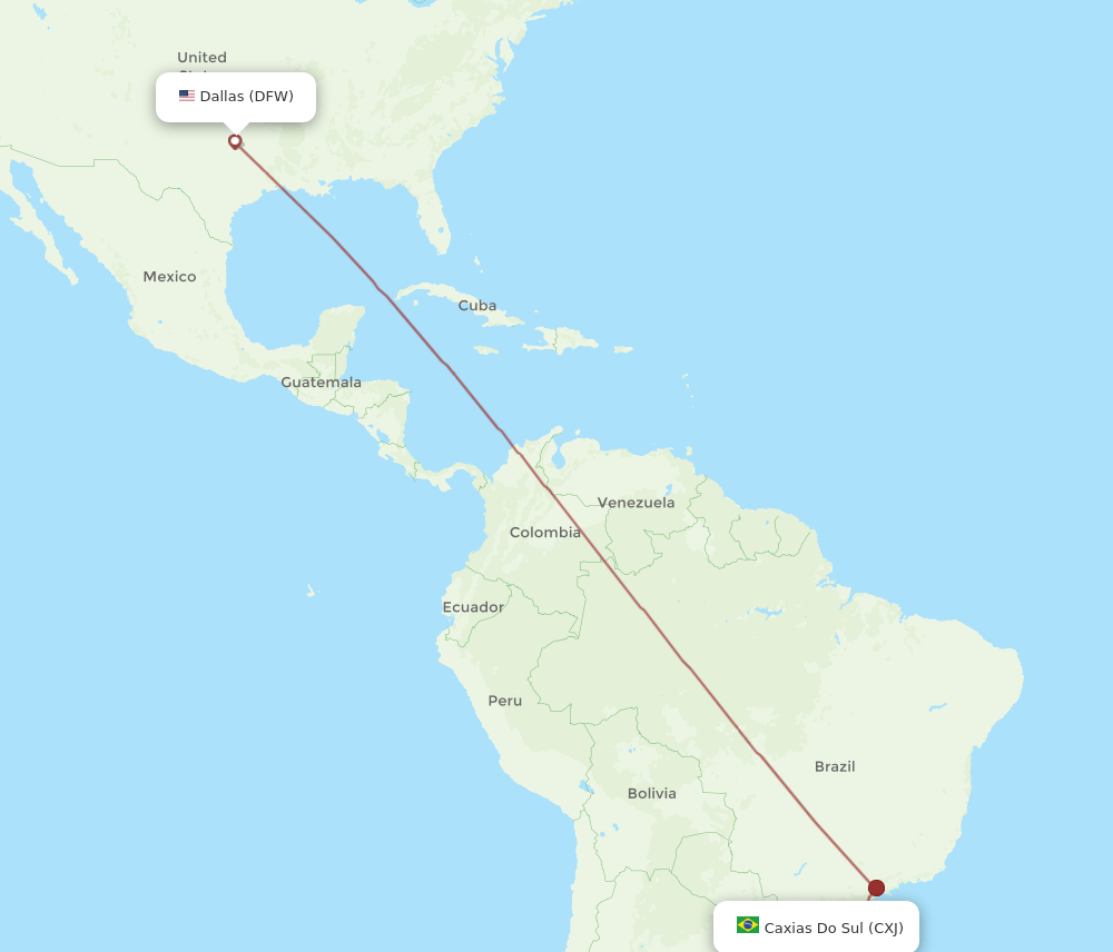 DFW-CXJ flight routes