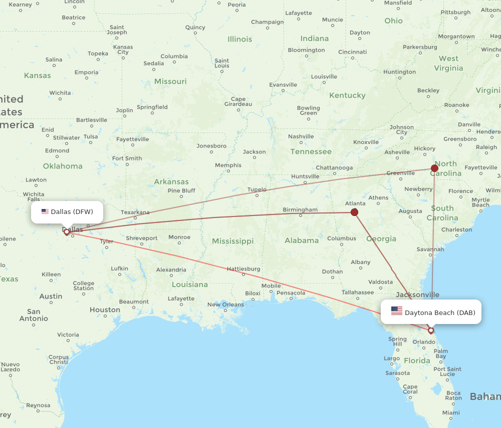 DFW-DAB flight routes