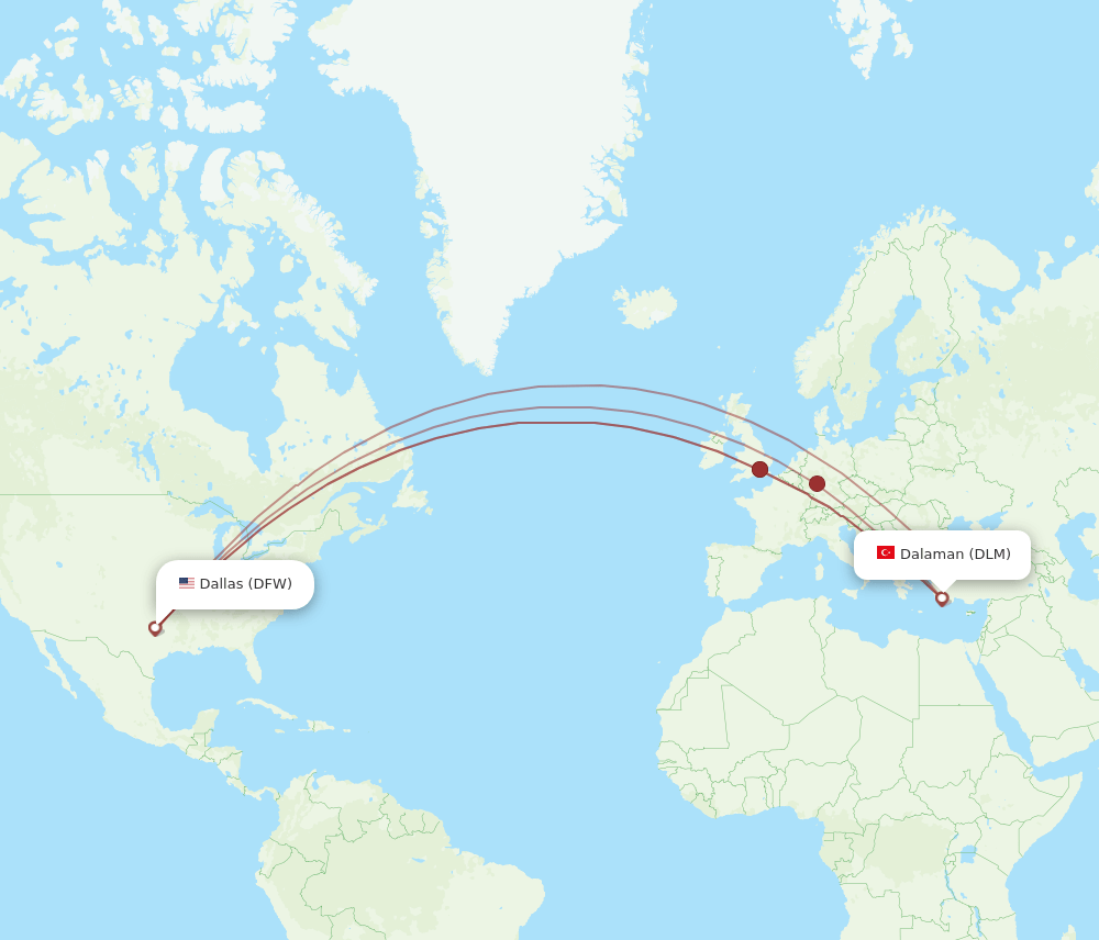 DFW-DLM flight routes