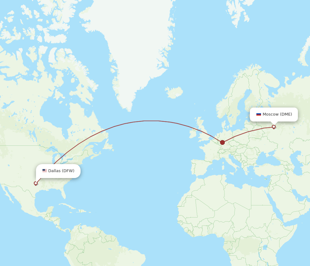 DFW to DME flights and routes map
