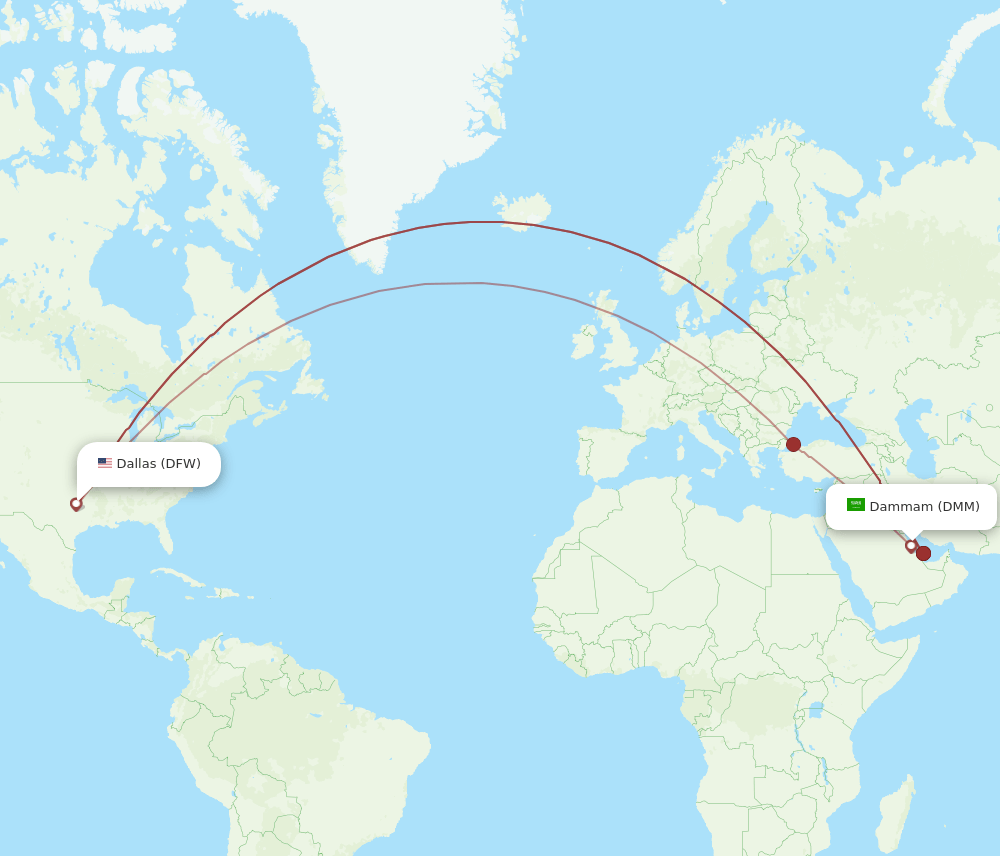 DFW-DMM flight routes