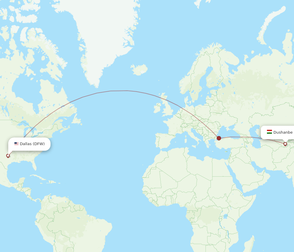 DFW-DYU flight routes