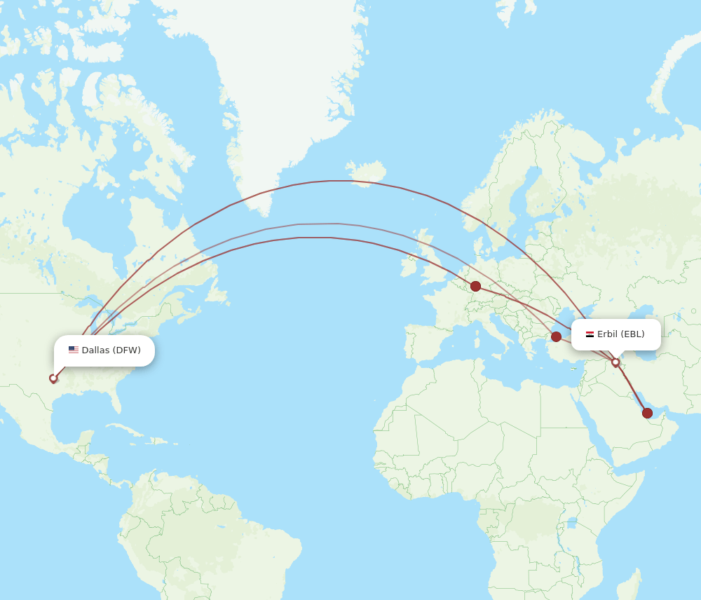 DFW-EBL flight routes