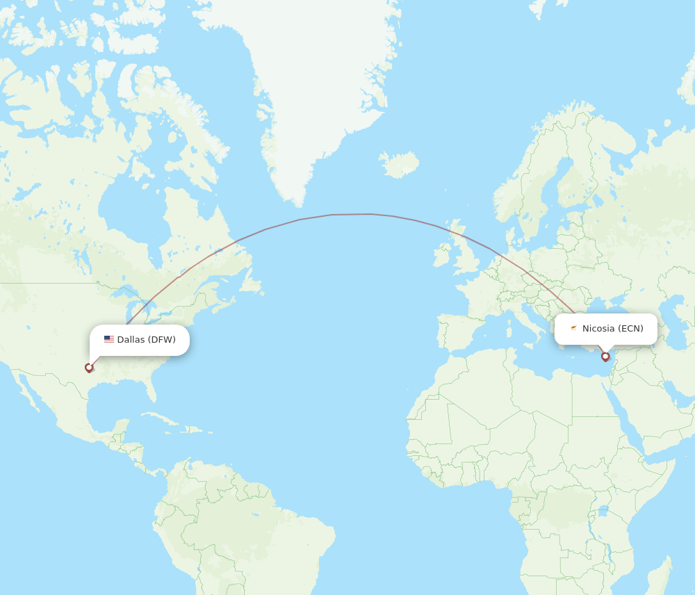 DFW-ECN flight routes