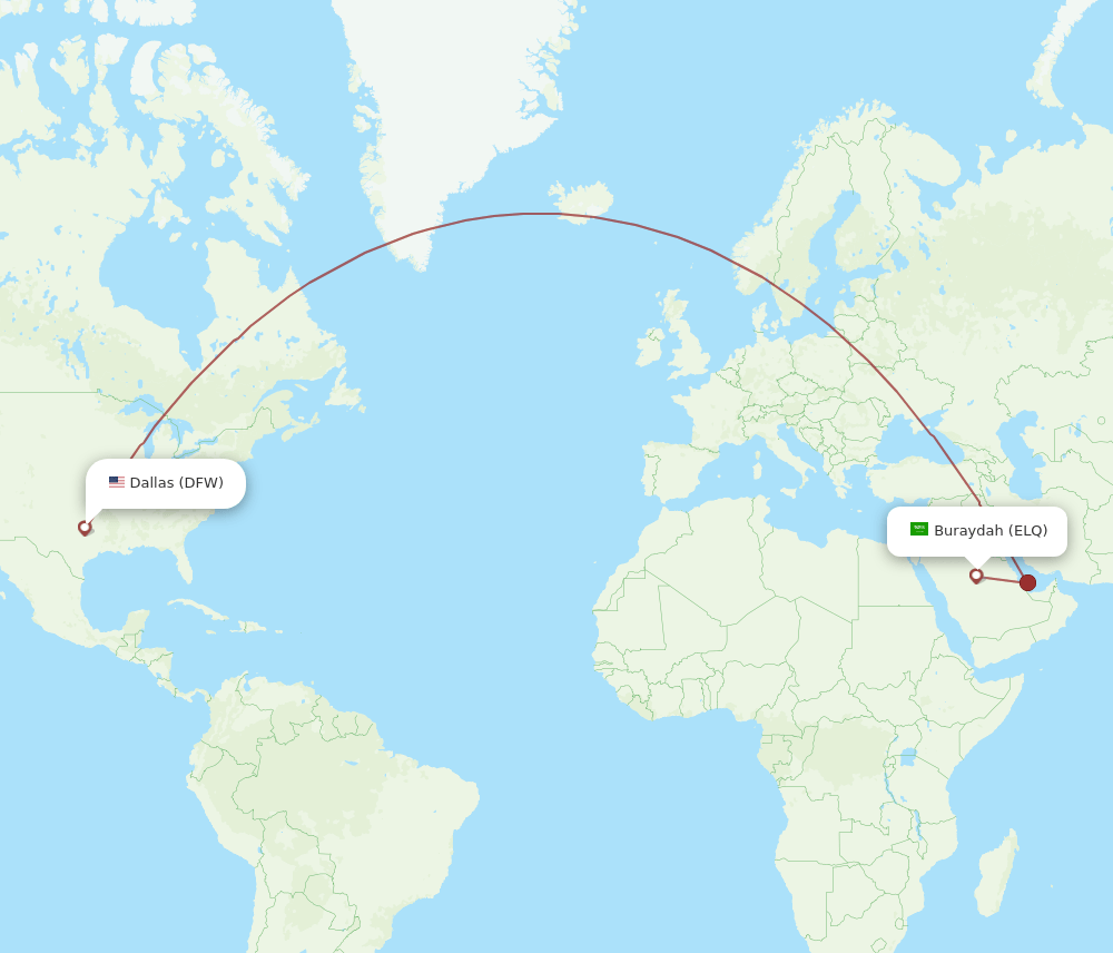 DFW-ELQ flight routes