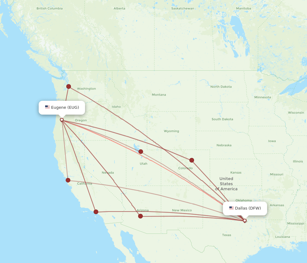 DFW-EUG flight routes