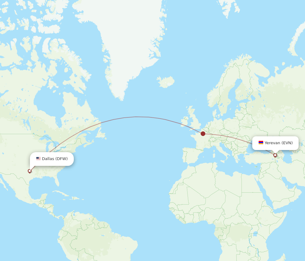 DFW-EVN flight routes