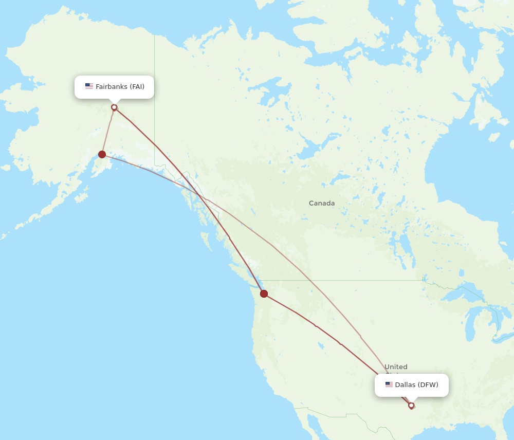 DFW-FAI flight routes
