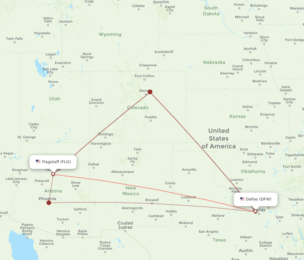 DFW-FLG flight routes
