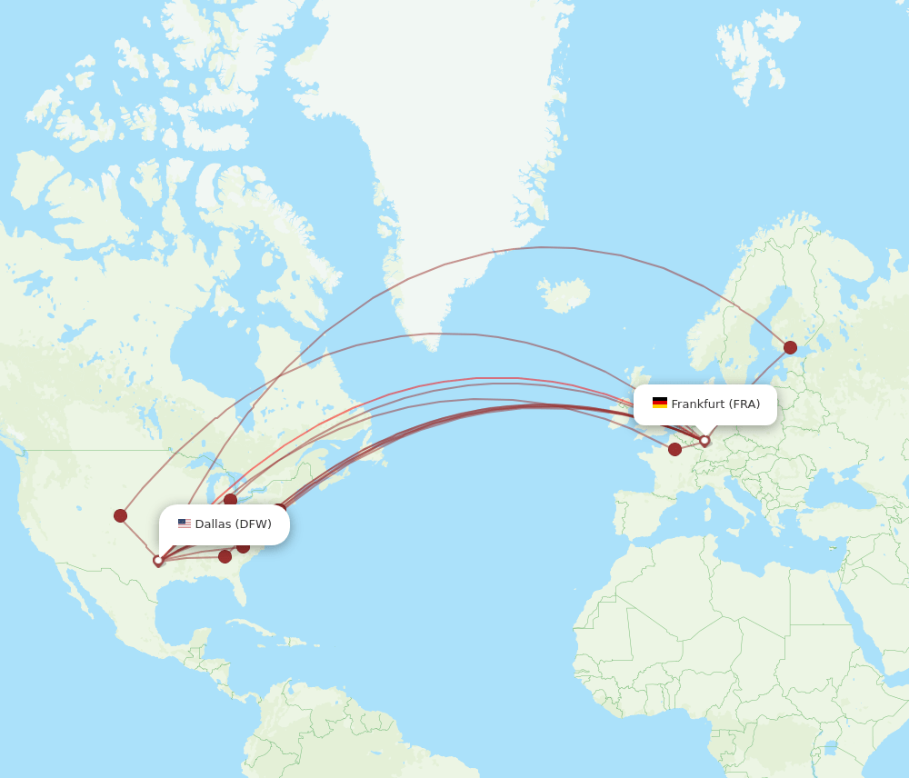 DFW-FRA flight routes