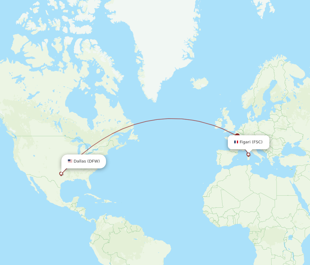 DFW-FSC flight routes