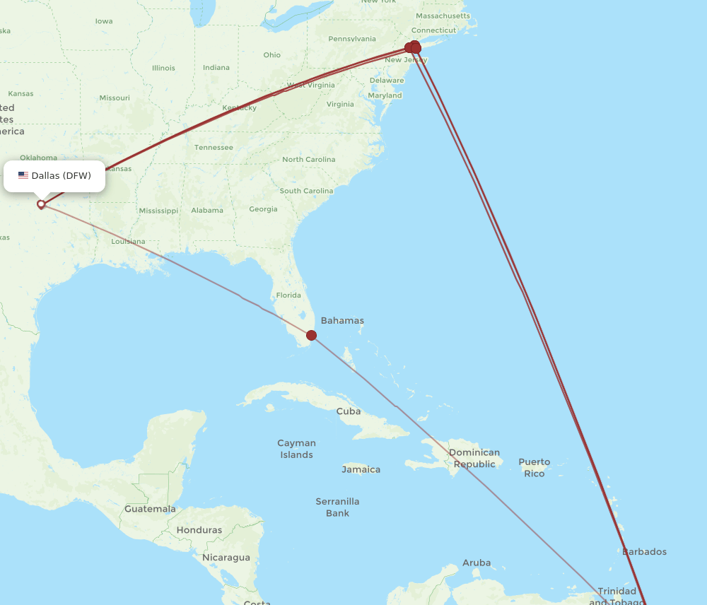DFW-GEO flight routes