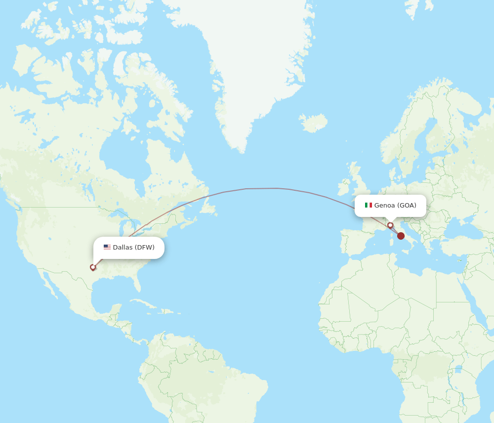DFW-GOA flight routes