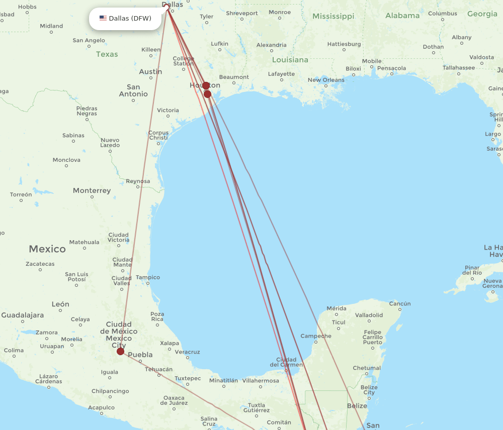 DFW-GUA flight routes