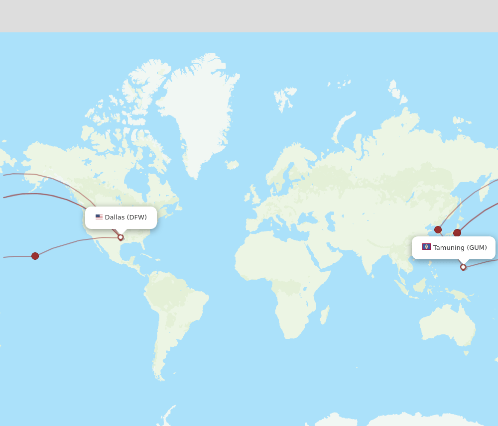 DFW-GUM flight routes